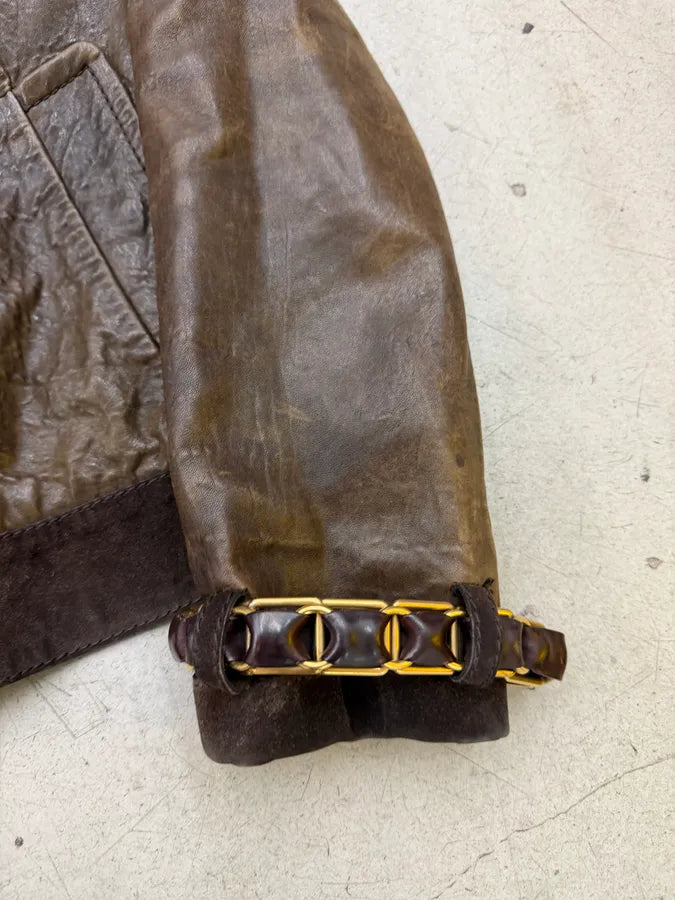 AW2008 Gucci Brown Leather Fur-Collar Jacket by Frida Giannini yfRwNTg 15