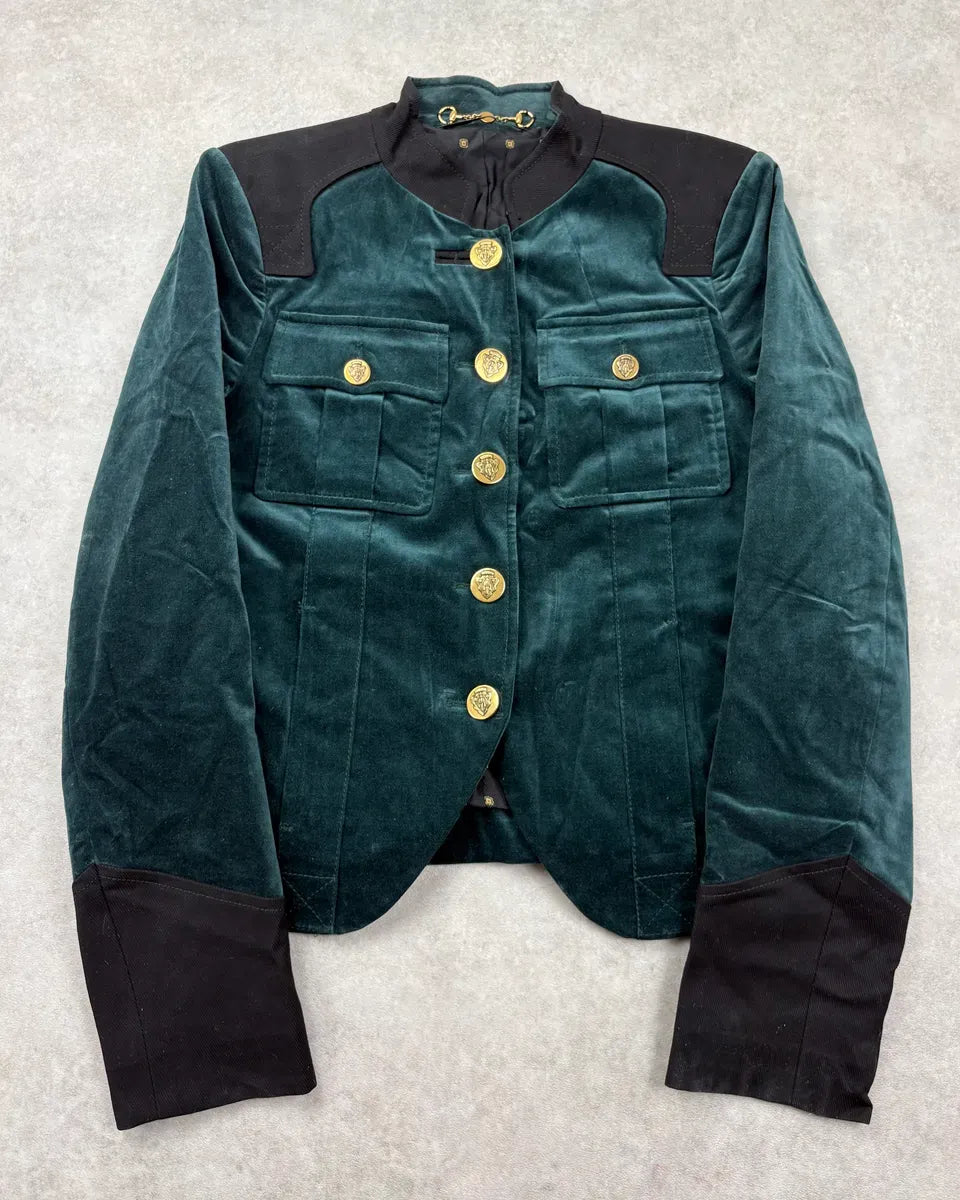 AW2008 Gucci Dark Green Velvet Blazer Jacket by Frida Giannini LXVfwpC 0