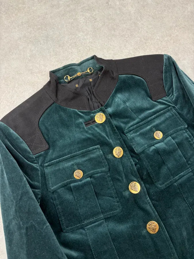 AW2008 Gucci Dark Green Velvet Blazer Jacket by Frida Giannini LXVfwpC 4