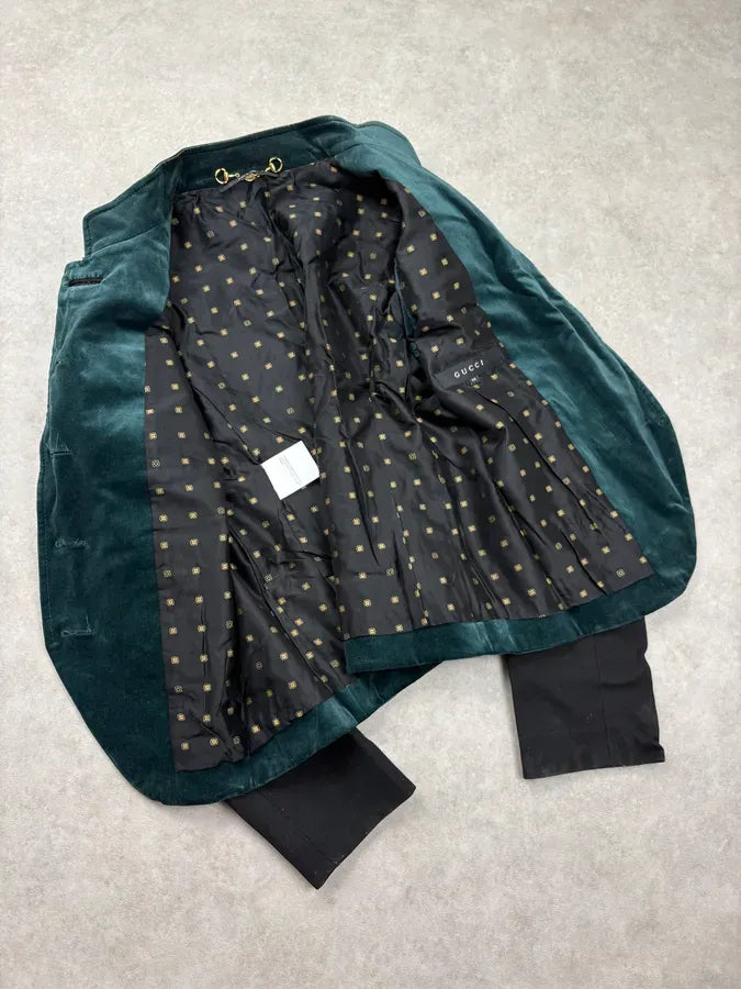 AW2008 Gucci Dark Green Velvet Blazer Jacket by Frida Giannini LXVfwpC 6