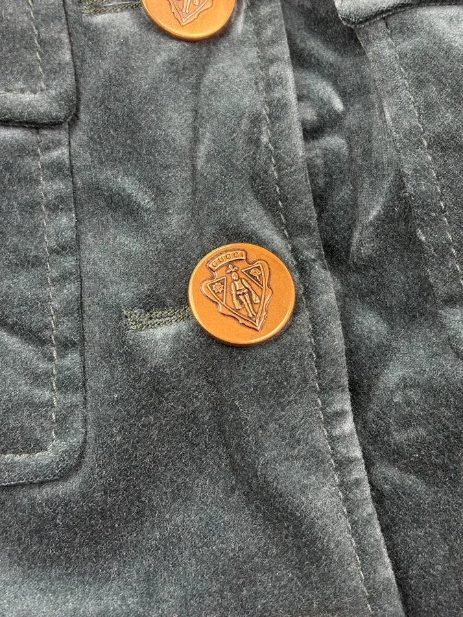 AW2008 Gucci Dark Green Velvet Blazer Jacket by Frida Giannini LXVfwpC 9