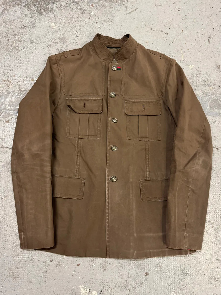 AW2008 Gucci Officer Beige Utility Cotton Jacket jqNjTMi 0