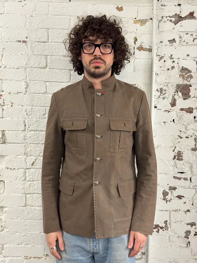 AW2008 Gucci Officer Beige Utility Cotton Jacket jqNjTMi 1