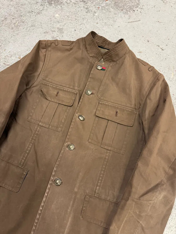 AW2008 Gucci Officer Beige Utility Cotton Jacket jqNjTMi 3