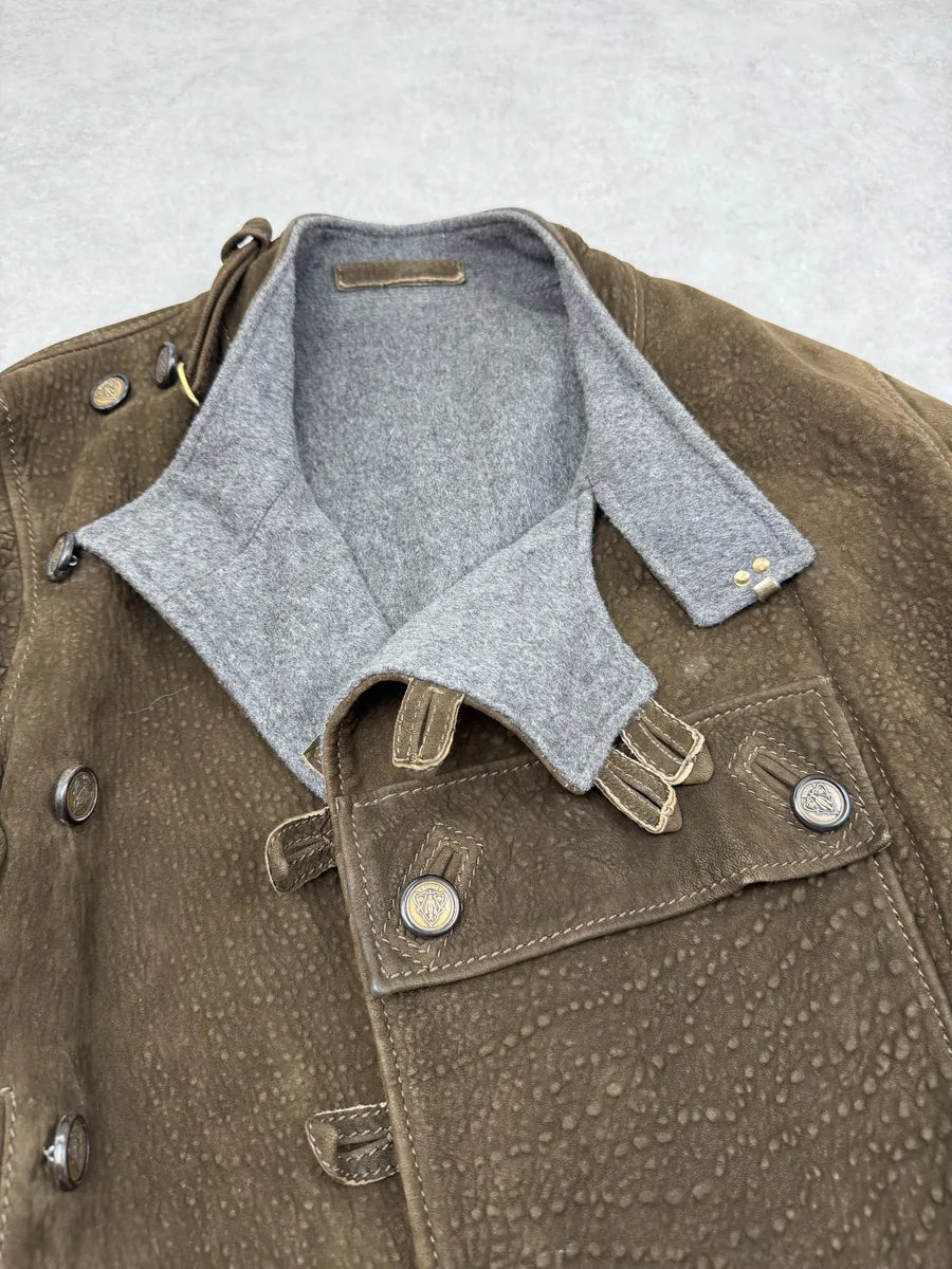 AW2008 Gucci Swedish Brown Grained Leather Jacket by Frida Giannini syEjcph 12
