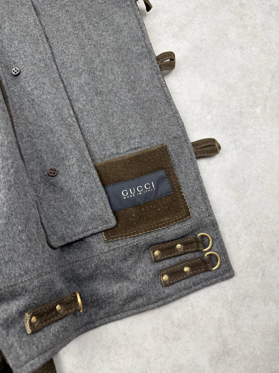 AW2008 Gucci Swedish Brown Grained Leather Jacket by Frida Giannini syEjcph 14