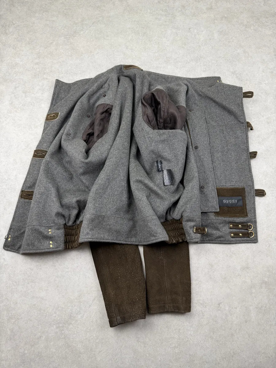 AW2008 Gucci Swedish Brown Grained Leather Jacket by Frida Giannini syEjcph 13