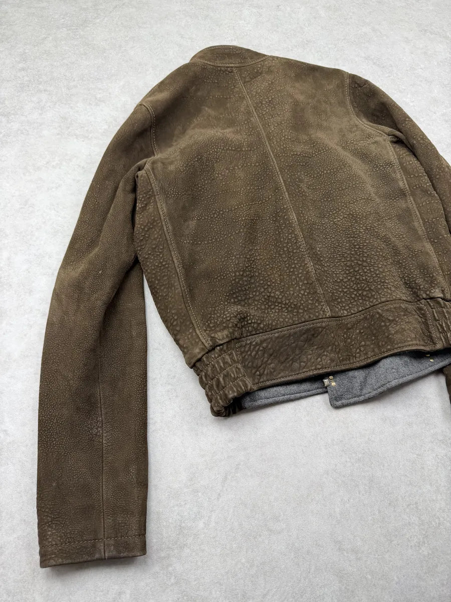 AW2008 Gucci Swedish Brown Grained Leather Jacket by Frida Giannini syEjcph 6