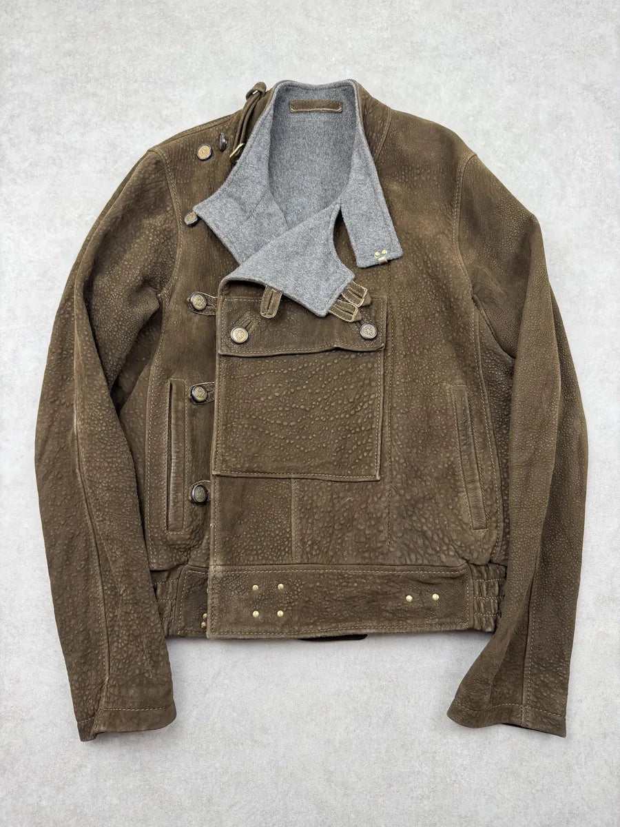 AW2008 Gucci Swedish Brown Grained Leather Jacket by Frida Giannini syEjcph 5
