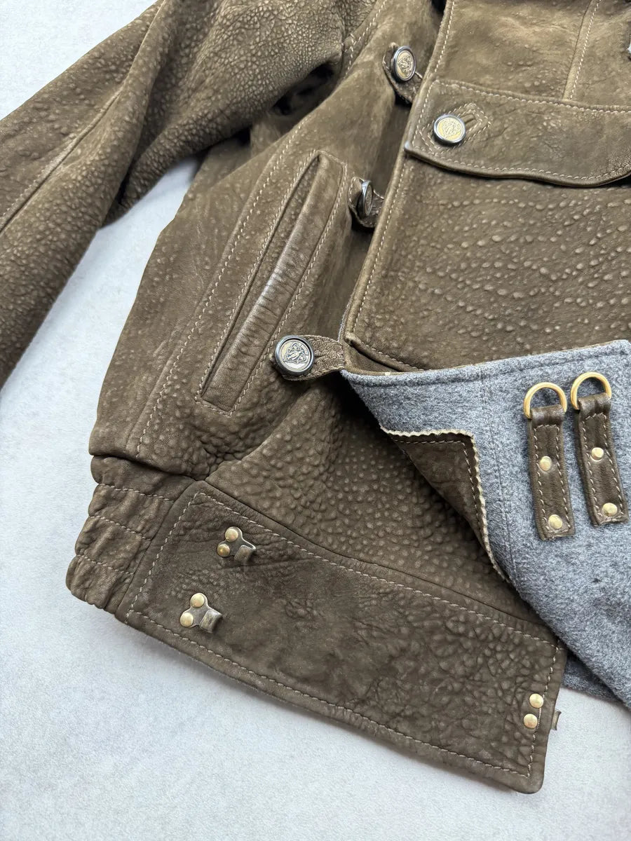 AW2008 Gucci Swedish Brown Grained Leather Jacket by Frida Giannini syEjcph 10