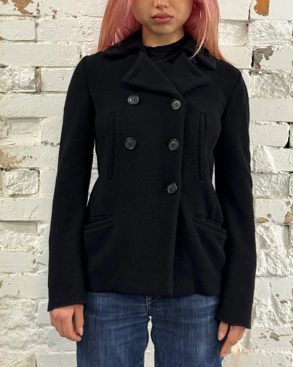 AW2008 Miu Miu Black Wool Double-Breasted Coat tSMMDnw 1