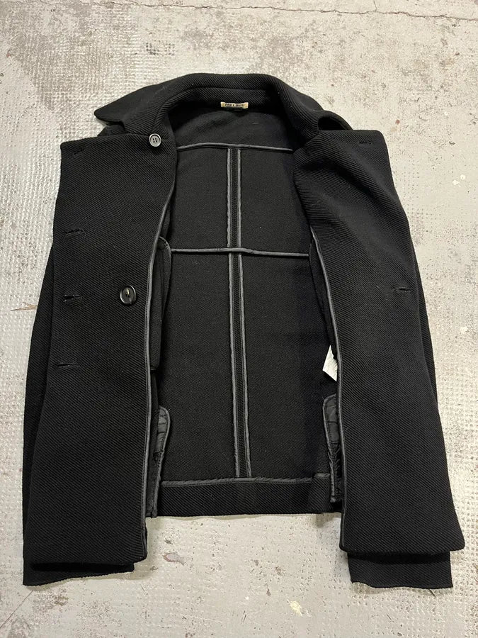 AW2008 Miu Miu Black Wool Double-Breasted Coat tSMMDnw 7