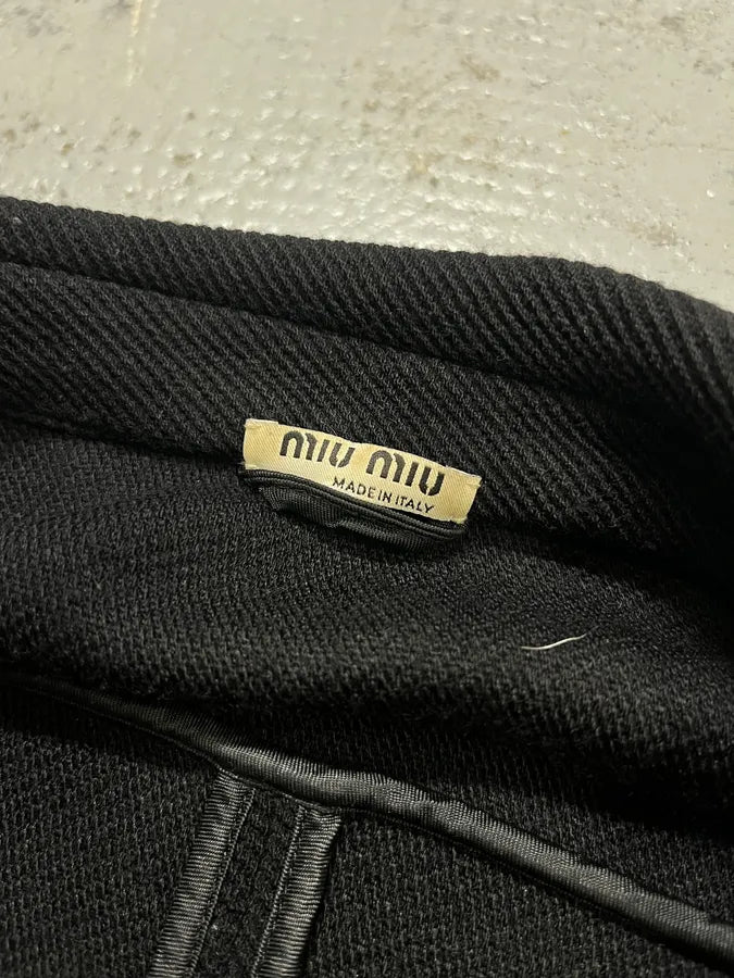 AW2008 Miu Miu Black Wool Double-Breasted Coat tSMMDnw 8