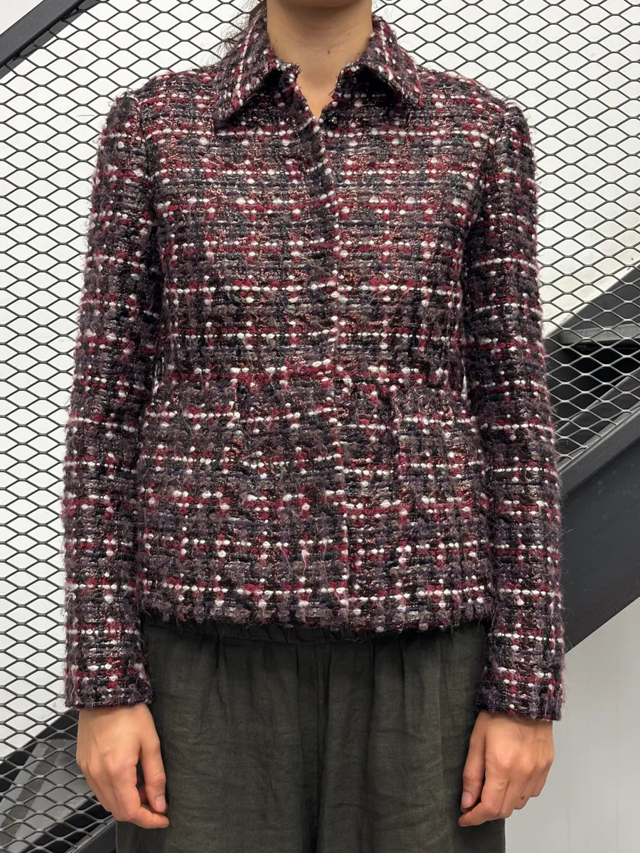 AW2008 Miu Miu Purple Red Wavy Tweed Blazer Jacket bduvHHX 1