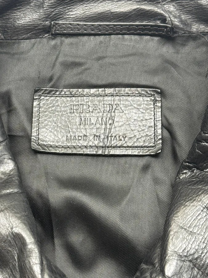 AW2008 Prada Black Classy Leather Jacket eCqSDym 9