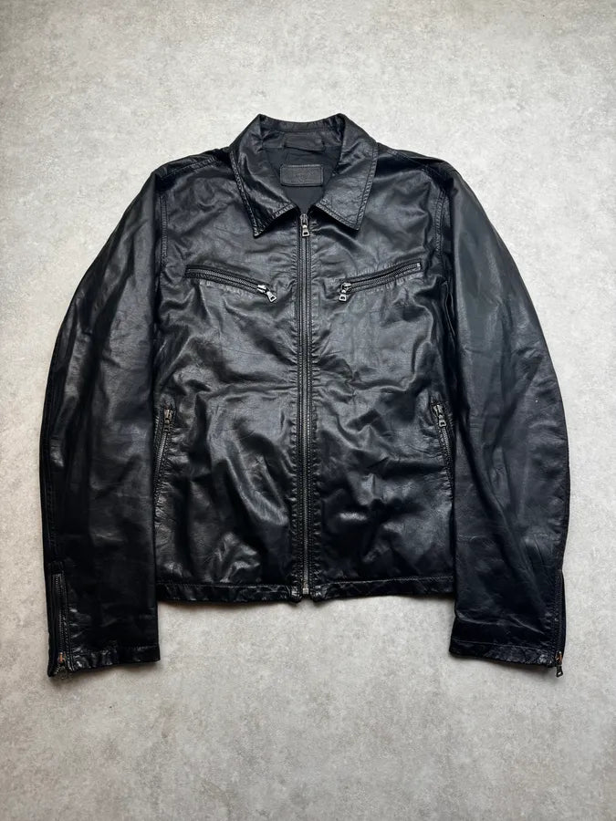 AW2008 Prada Black Classy Leather Jacket eCqSDym 0