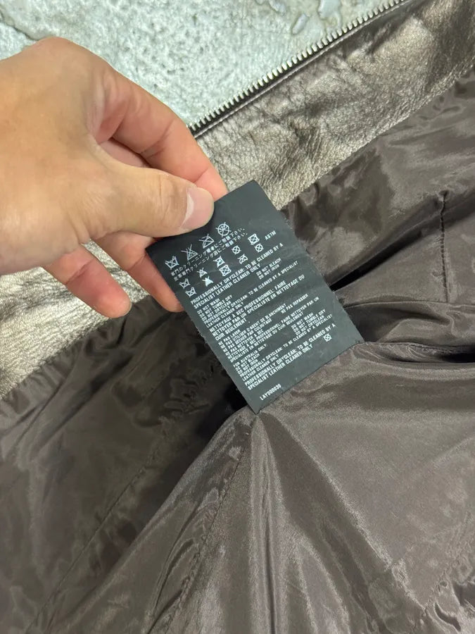 AW2008 Prada Brown Plissed Leather Biker Jacket lsXVYHX 9