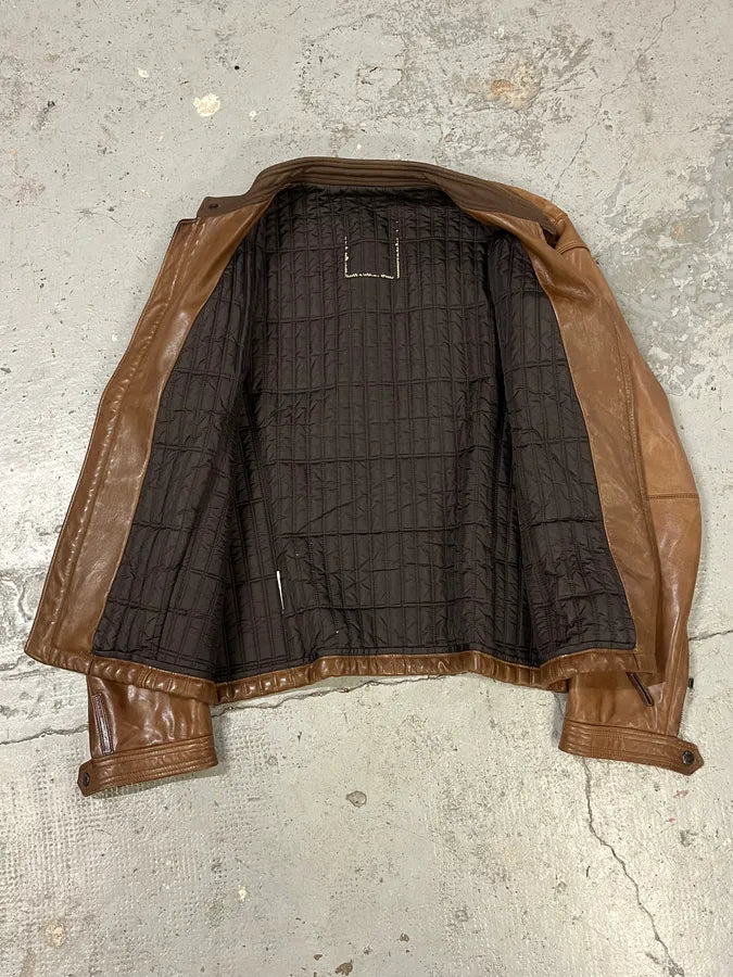 AW2008 Prada Camel Biker Leather Jacket OPNaCKI 6