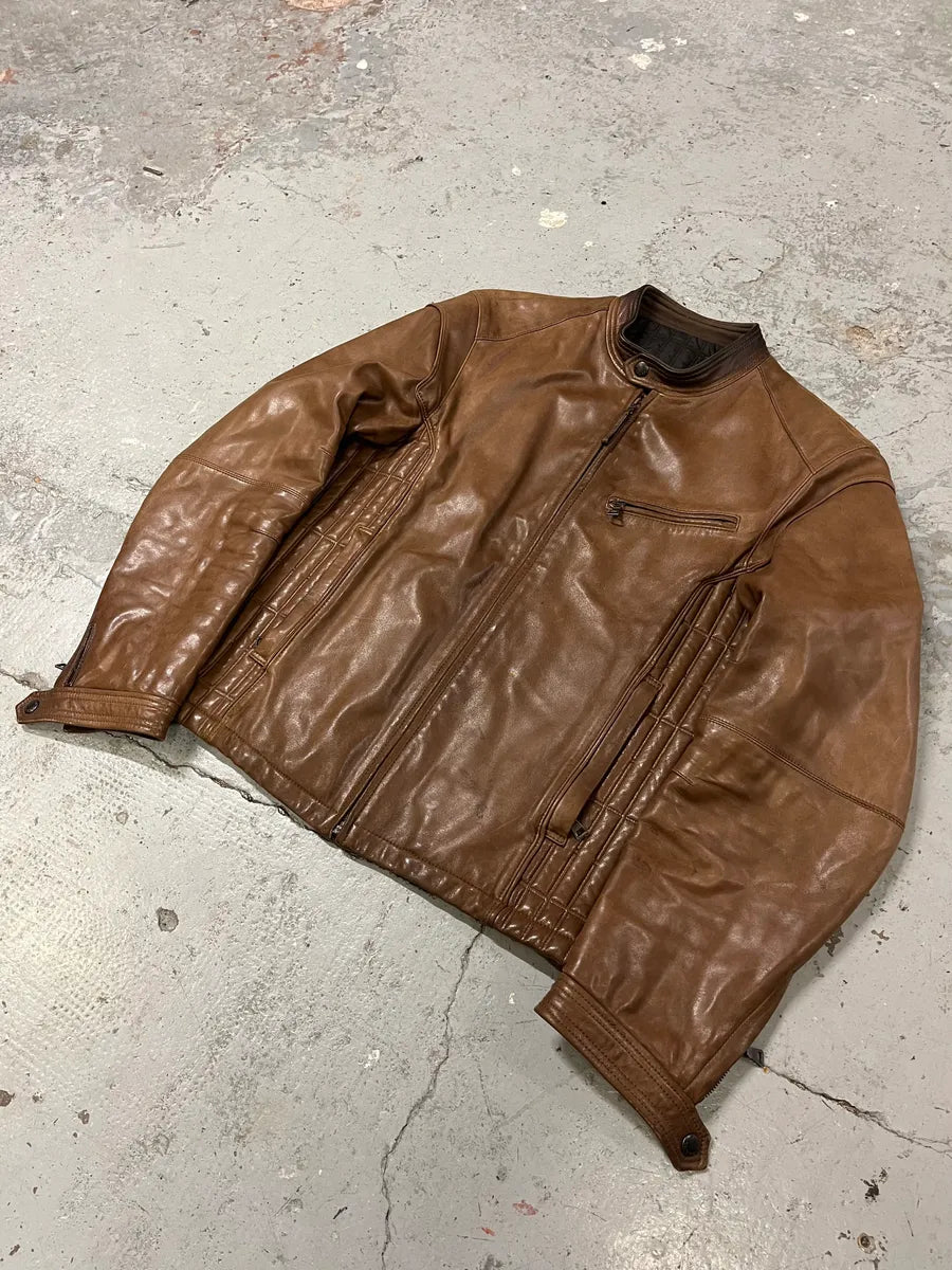 AW2008 Prada Camel Biker Leather Jacket OPNaCKI 3