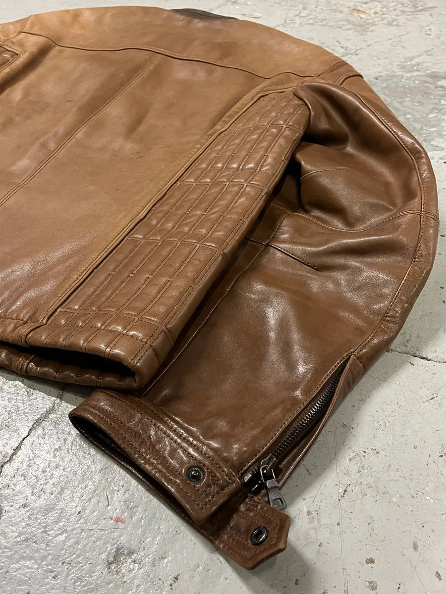 AW2008 Prada Camel Biker Leather Jacket OPNaCKI 5