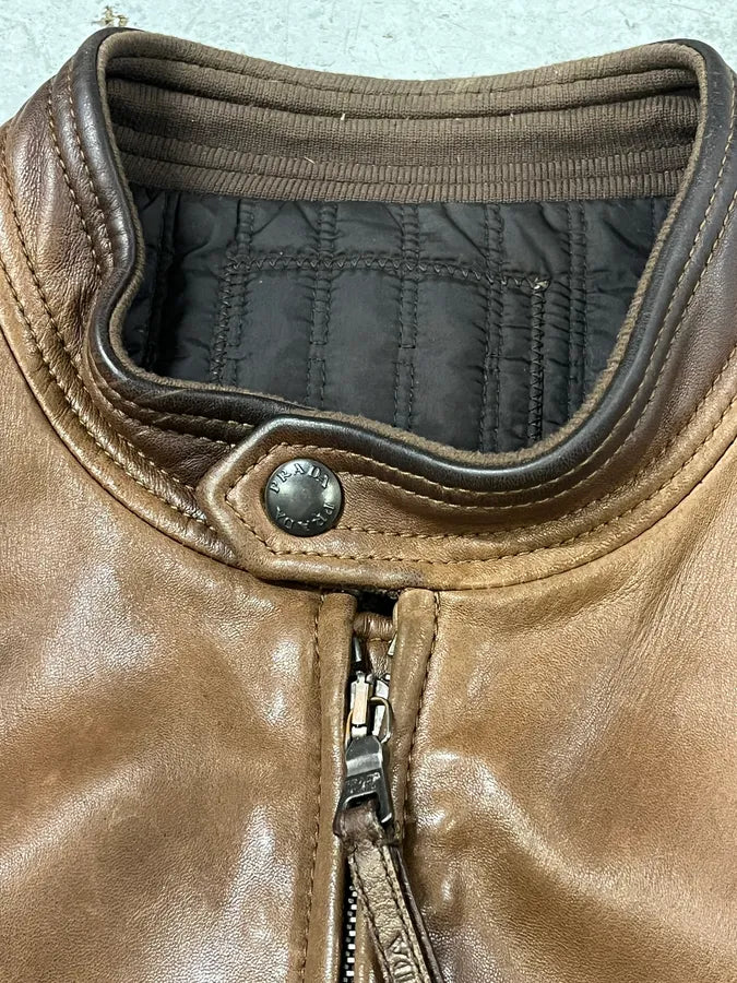 AW2008 Prada Camel Biker Leather Jacket OPNaCKI 7