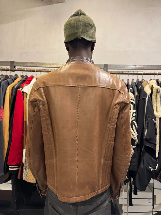 AW2008 Prada Camel Biker Leather Jacket OPNaCKI 2