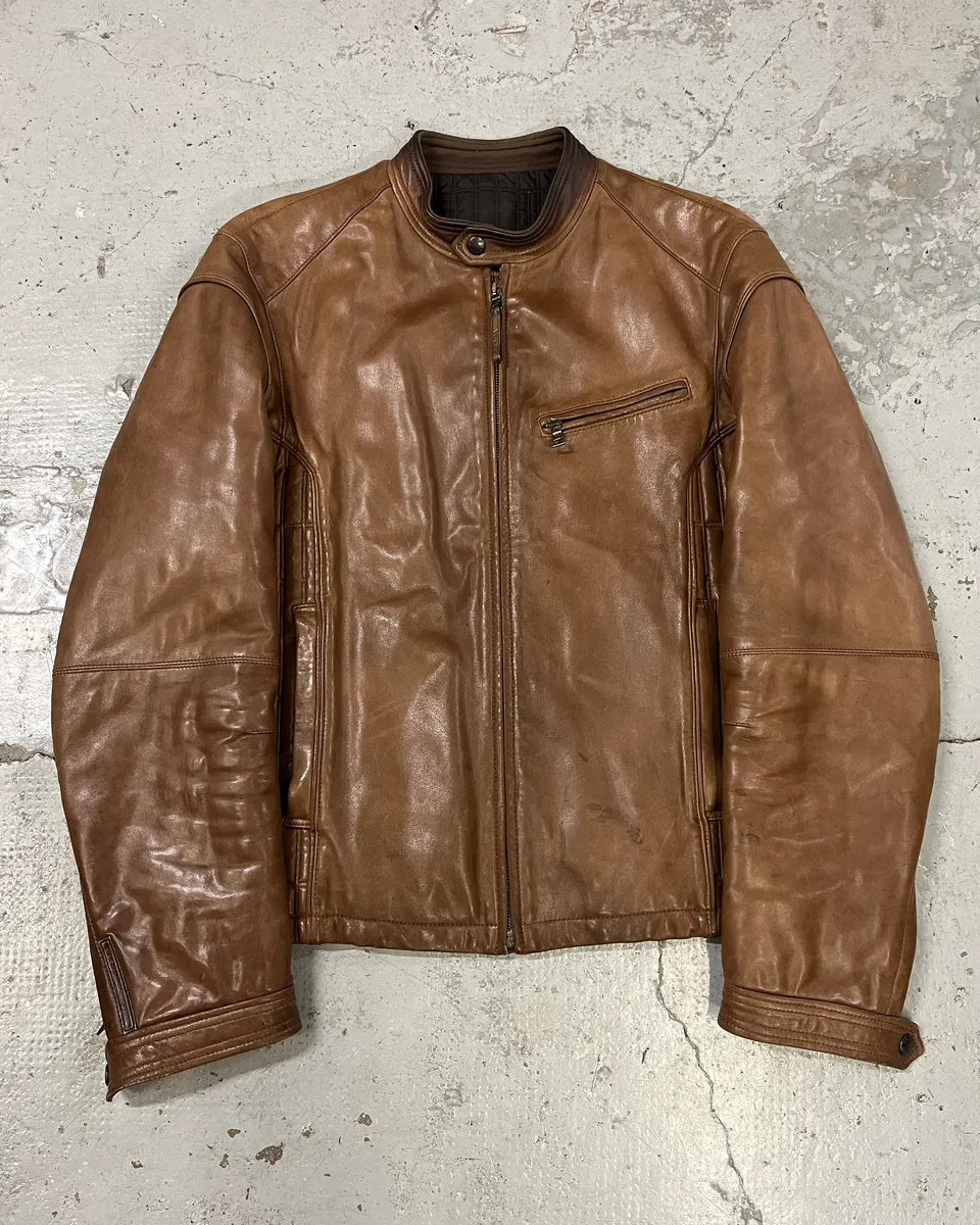 AW2008 Prada Camel Biker Leather Jacket OPNaCKI 0