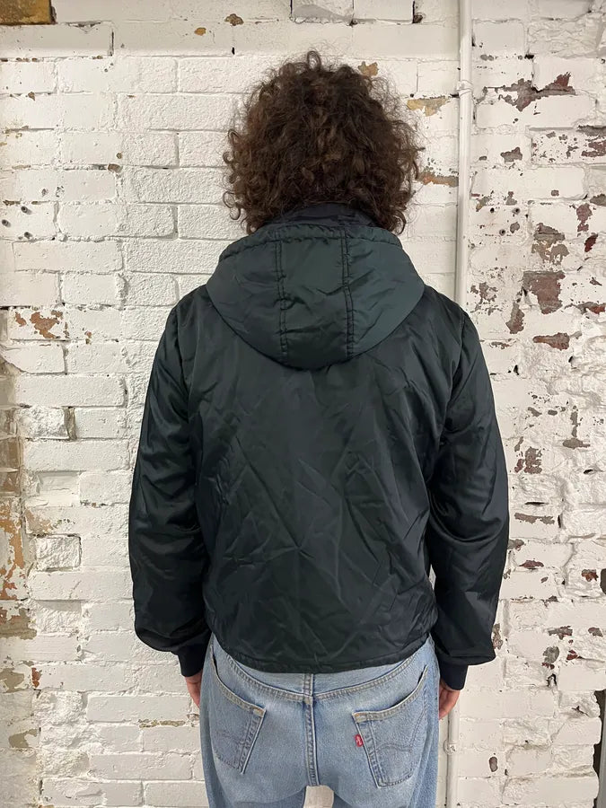 AW2008 Prada Dark Green Hooded Nylon Bomber Jacket YmxwtVF 2