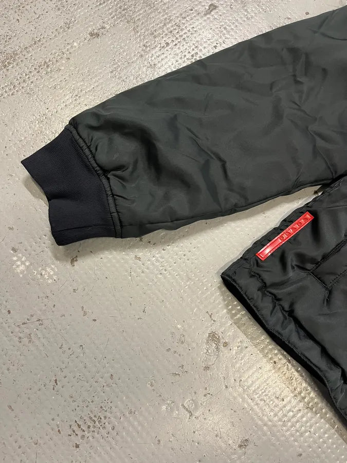 AW2008 Prada Dark Green Hooded Nylon Bomber Jacket YmxwtVF 4