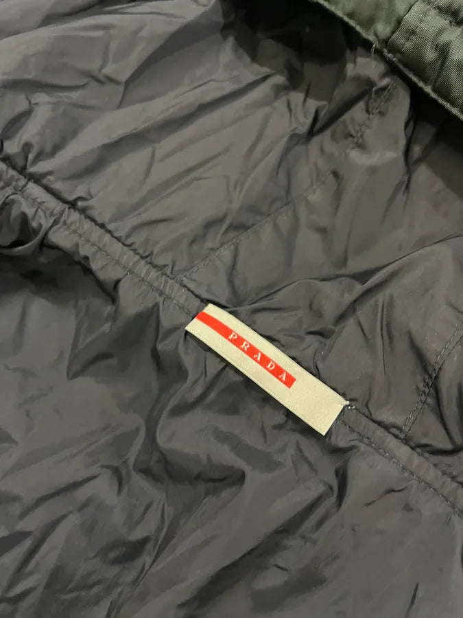 AW2008 Prada Dark Green Hooded Nylon Bomber Jacket YmxwtVF 9