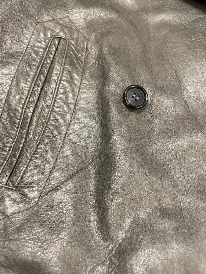 AW2008 Prada Grey Buttoned Premium Leather Jacket (M/L) cGFjVdw 5