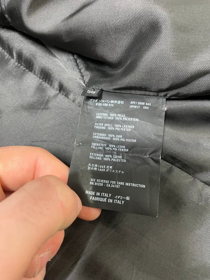 AW2008 Prada Grey Buttoned Premium Leather Jacket (M/L) cGFjVdw 9