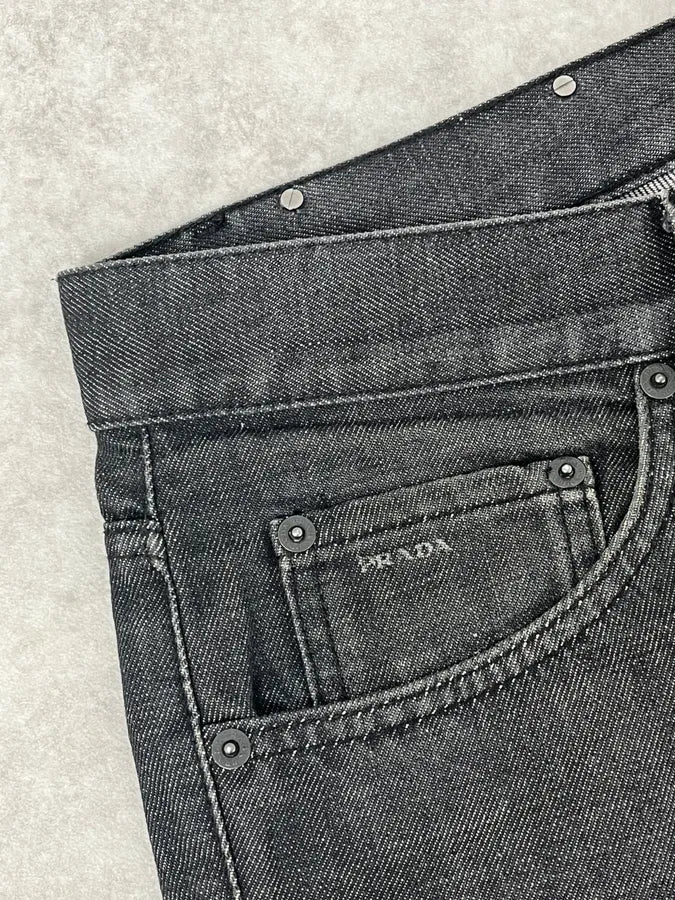 AW2008 Prada Grey Denim Straight Jeans DzyElTQ 9