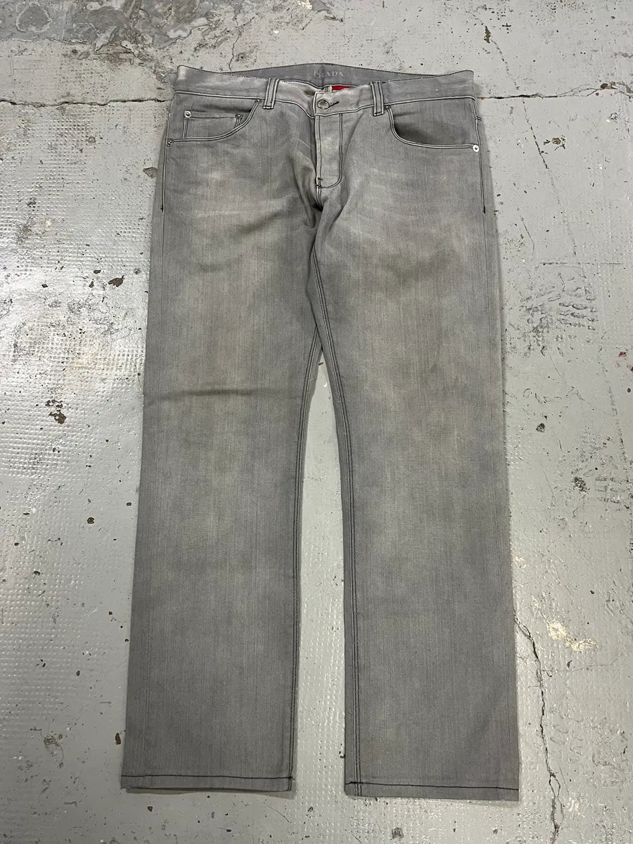 AW2008 Prada Grey Denim Tapered Fit Jeans tmFyxPs 0