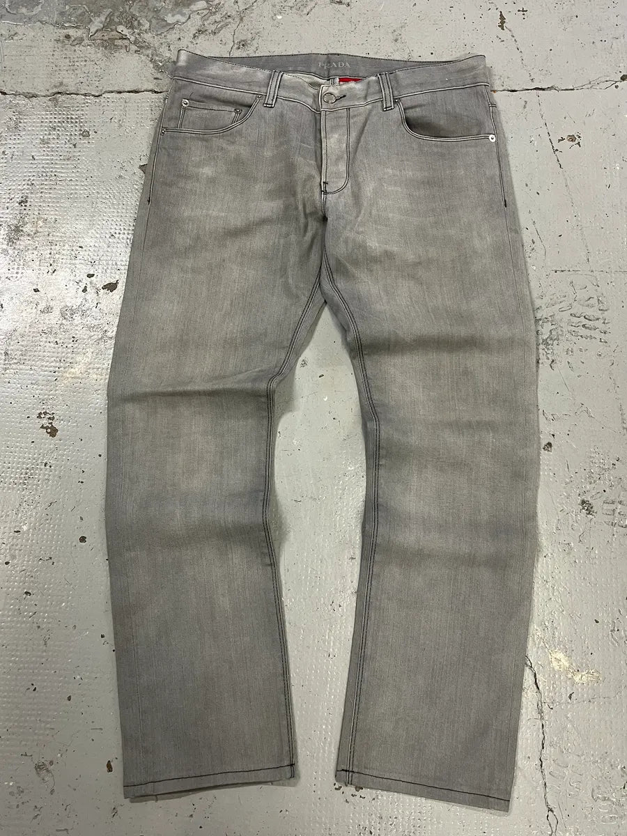 AW2008 Prada Grey Denim Tapered Fit Jeans tmFyxPs 4