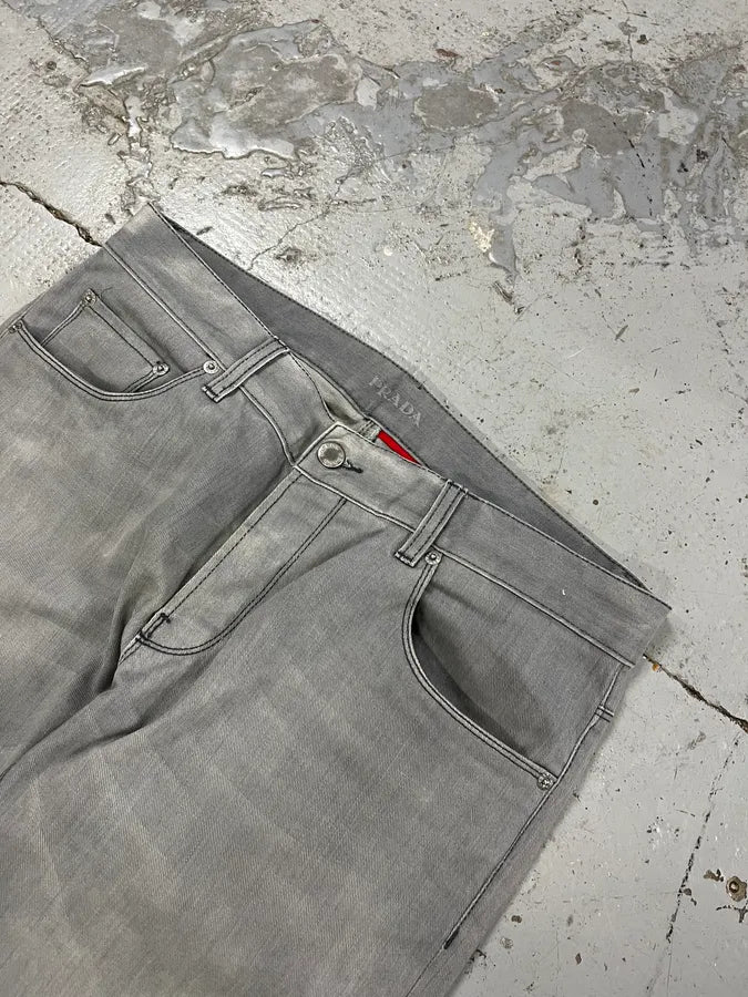 AW2008 Prada Grey Denim Tapered Fit Jeans tmFyxPs 5