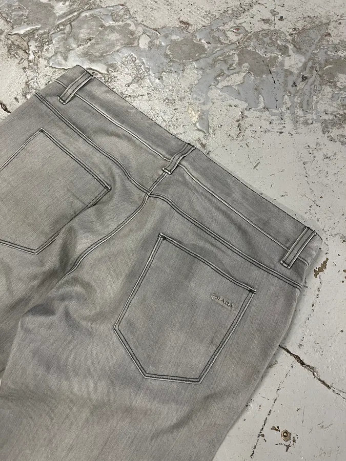 AW2008 Prada Grey Denim Tapered Fit Jeans tmFyxPs 8