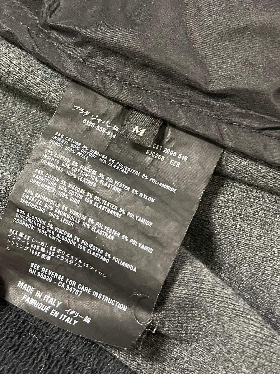 AW2008 Prada Leather Stripes Grey Zip-Up Sweater tlFmSHd 10