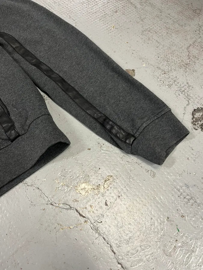 AW2008 Prada Leather Stripes Grey Zip-Up Sweater tlFmSHd 4