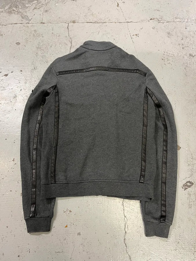 AW2008 Prada Leather Stripes Grey Zip-Up Sweater tlFmSHd 6