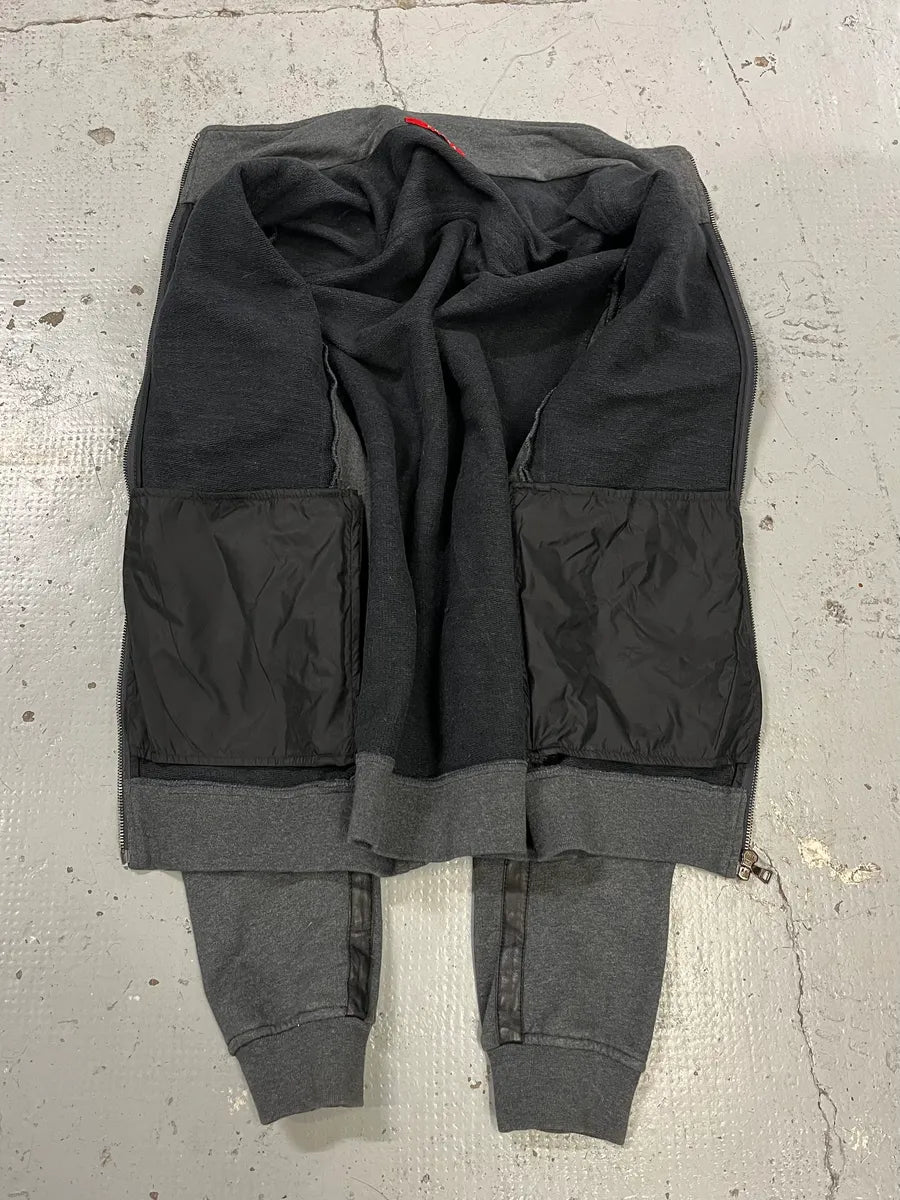 AW2008 Prada Leather Stripes Grey Zip-Up Sweater tlFmSHd 8