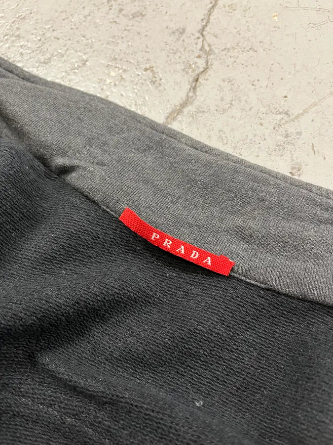 AW2008 Prada Leather Stripes Grey Zip-Up Sweater tlFmSHd 9