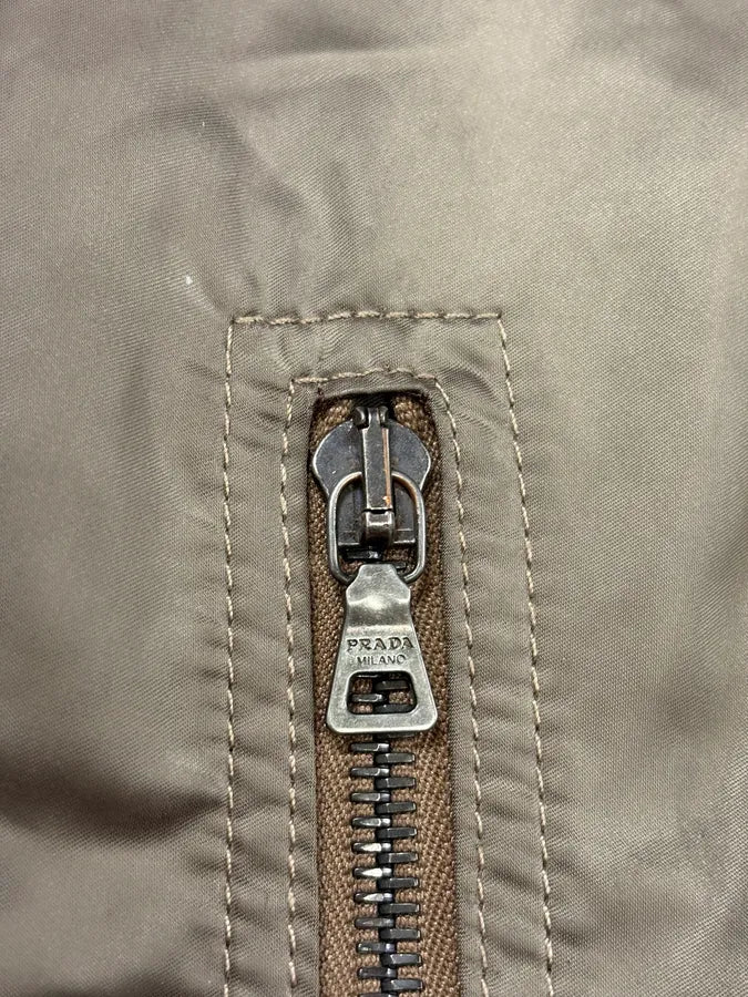 AW2008 Prada Light Olive Nylon Bomber Jacket SLDpZIO 8