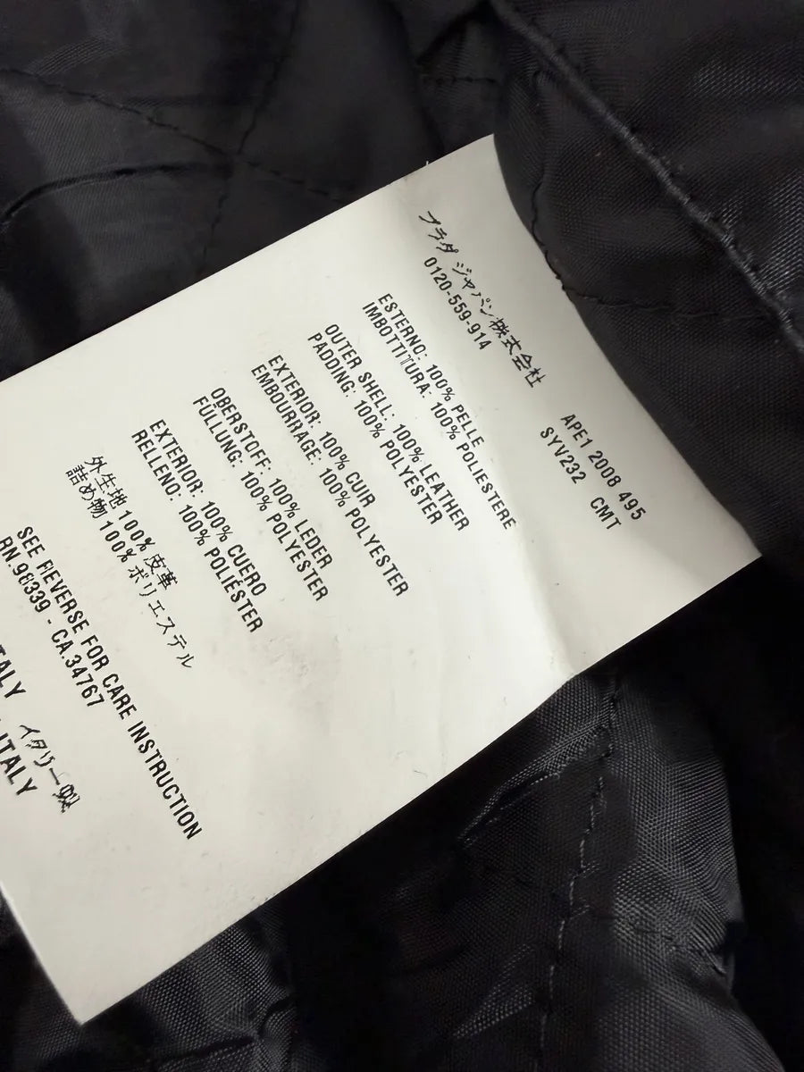 AW2008 Prada Navy Biker Leather Jacket BweZZkm 10