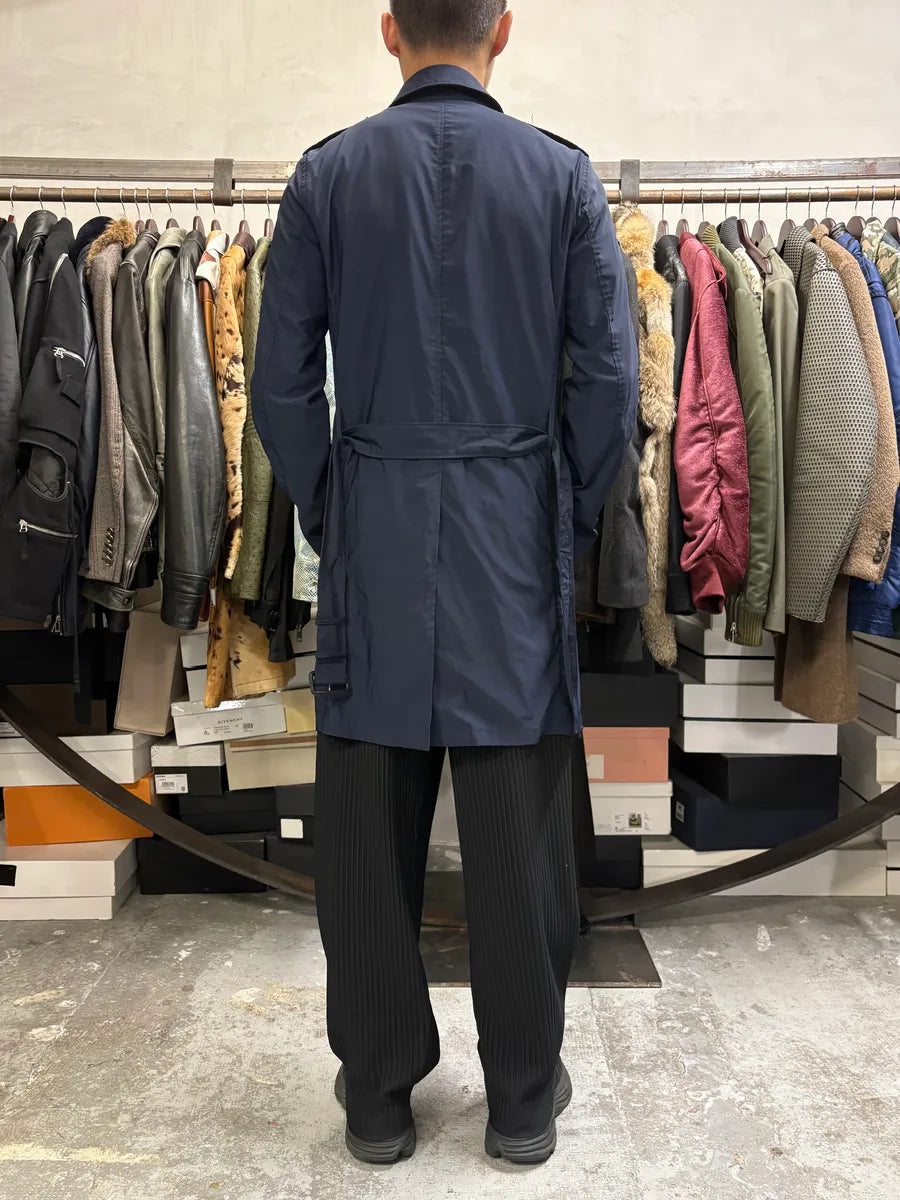 AW2008 Prada Navy Nylon Belted Trench Jacket qgahgFm 2