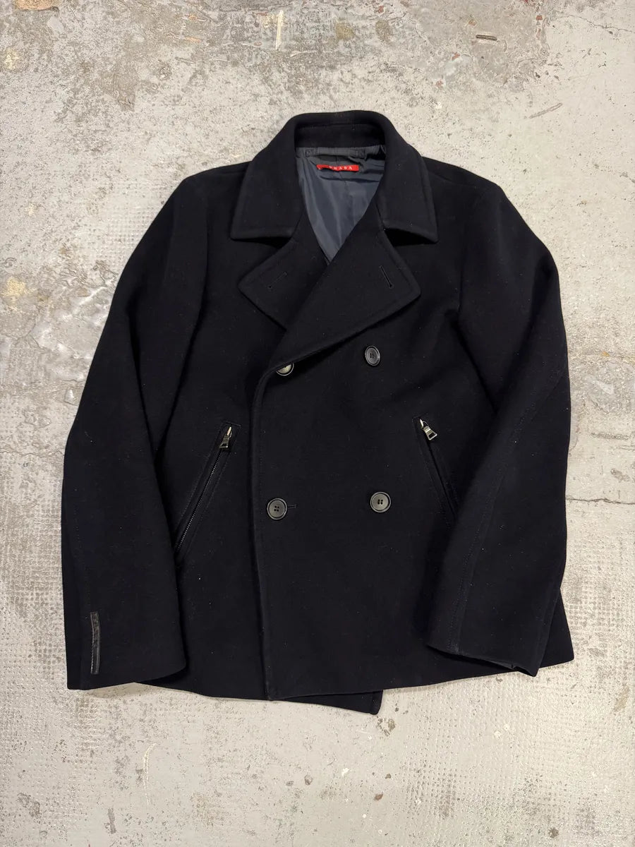AW2008 Prada Navy Wool Classy Caban Jacket EErWBcA 2