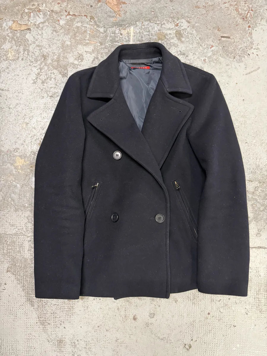 AW2008 Prada Navy Wool Classy Caban Jacket EErWBcA 3