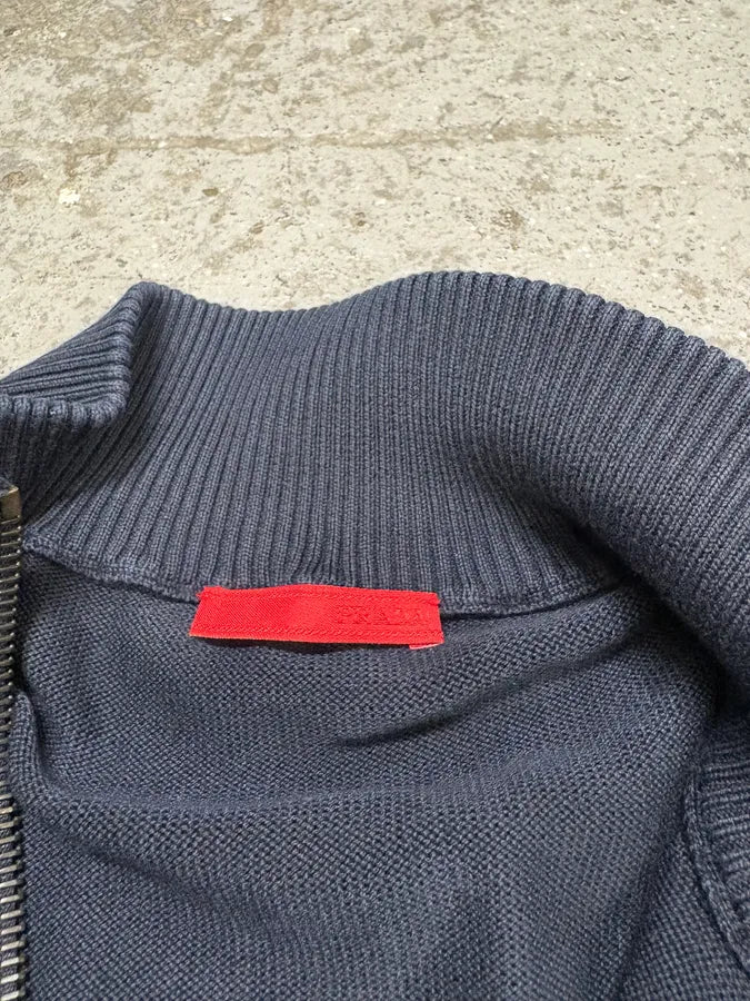 AW2008 Prada Navy Zip-up Sweater WroYPOv 7