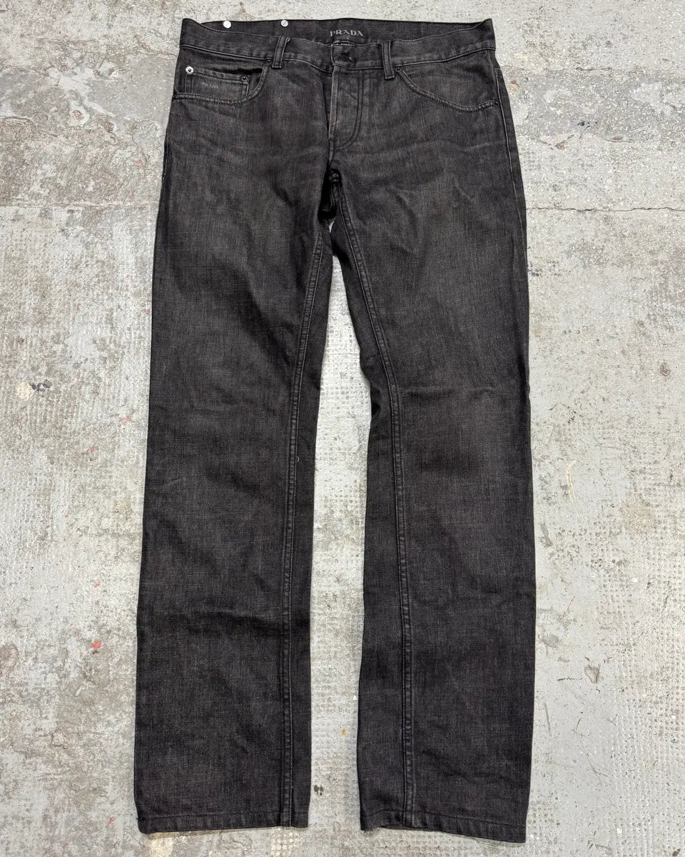 AW2008 Prada Raw Grey Straight Denim Jeans TqyUZYV 0