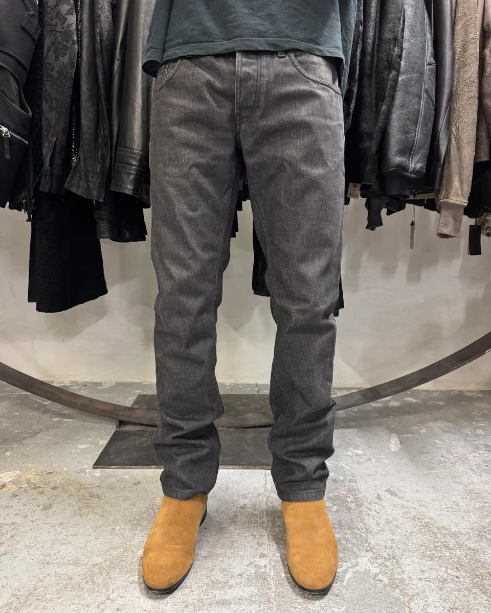 AW2008 Prada Raw Grey Straight Denim Jeans TqyUZYV 2